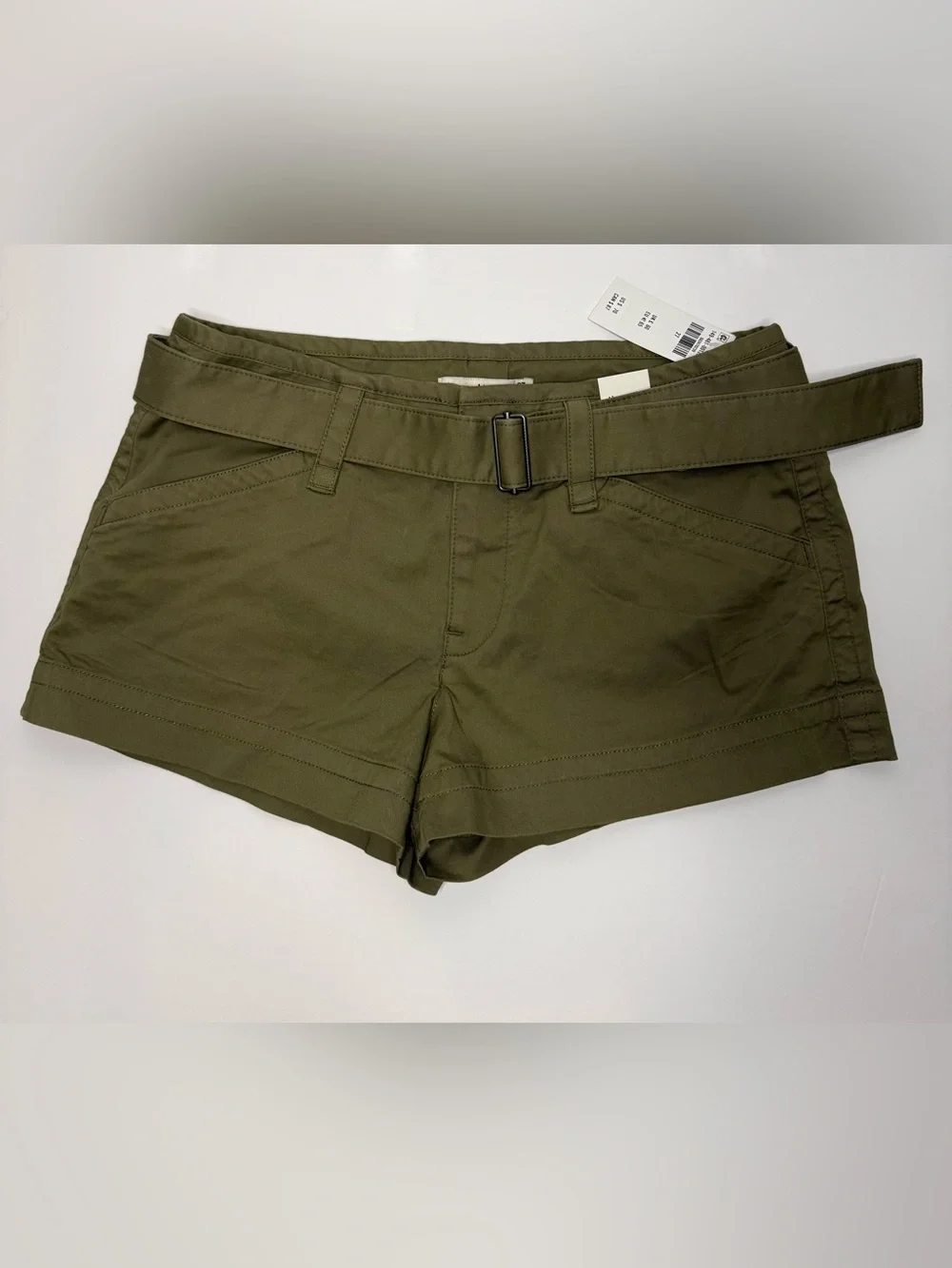 Abercrombie & Fitch Olive Utility Belted Cargo Shorts